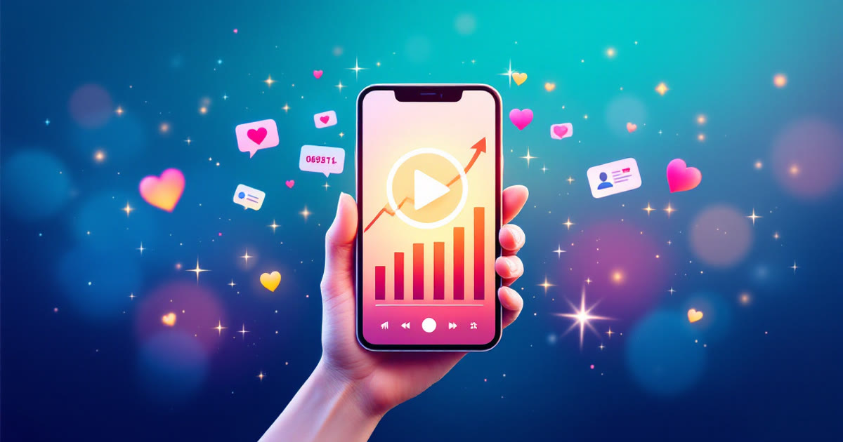 Growing a YouTube channel with Shorts: phone with a rising views graph